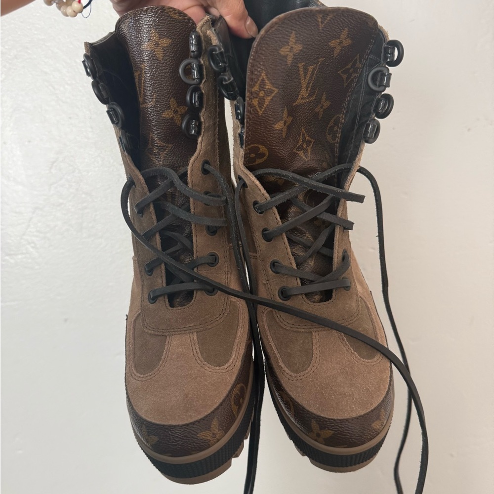 Louis Vuitton Brown and Black Combat Boots